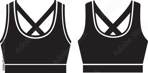 Sport bra silhouette icon for fitness and workout clothing