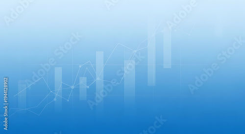 Abstract business stock market chart and financial growth graph design featuring blue digital data lines over a conceptual city vector illustration