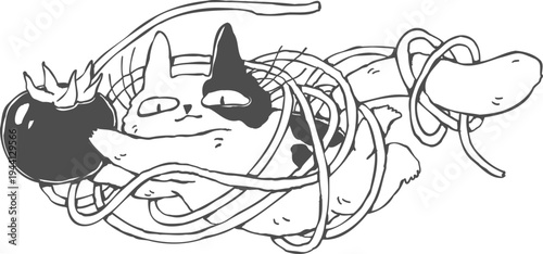 Cute whimsical italian pasta line art