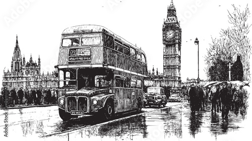 London Red Bus illustration on a white background. This vector illustration can be used in any size you like for advertising, logos, and other work.