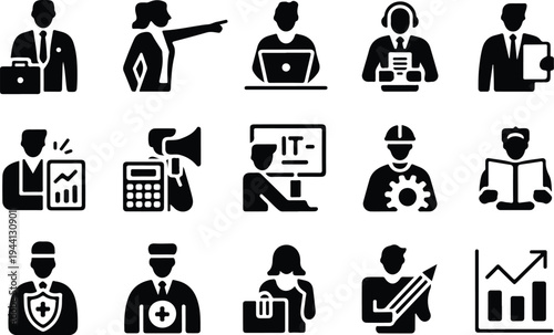 Employee Collection Silhouette Icon Set