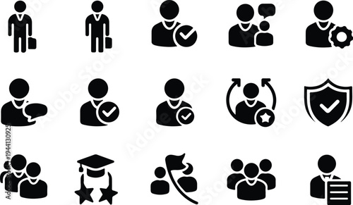 Employee Collection Silhouette Icon Set