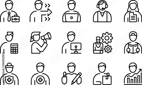 Employee Collection Silhouette Icon Set