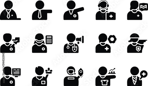 Employee Collection Silhouette Icon Set