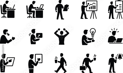 Employee Collection Silhouette Icon Set