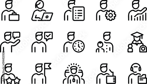 Employee Collection Silhouette Icon Set