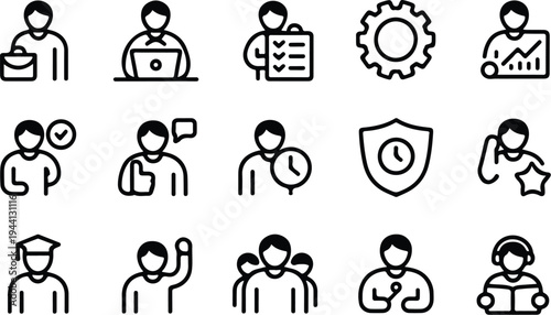 Employee Collection Silhouette Icon Set