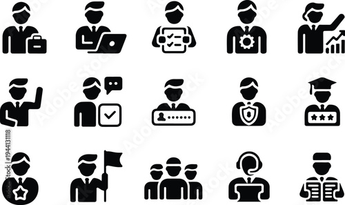 Employee Collection Silhouette Icon Set