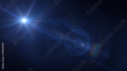 Optical lens flare effect and cinematic light flash background sun rays optics