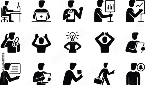 Employee Collection Silhouette Icon Set