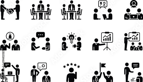 Employee Collection Silhouette Icon Set