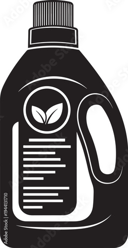 Silhouette icon of detergent bottle with label and handle