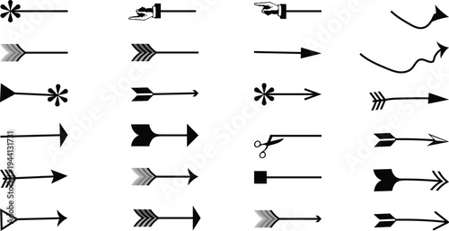 Set of 25 black arrows vector icons