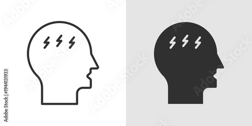 Headache Icon representing head pain, migraine symptoms, stress-related discomfort, and medical conditions associated with headaches and neurological strain.