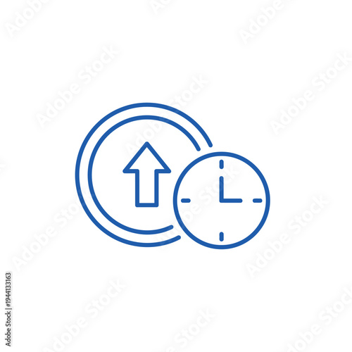 Clock and Upward Arrow Icon Representing Time Management and Progress.