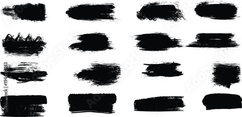 Collection of hand painted grunge brush strokes