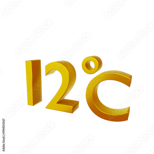 Wallpaper Mural 12° C. Temperature degrees celsius text isolated on white background. 3d render. Torontodigital.ca