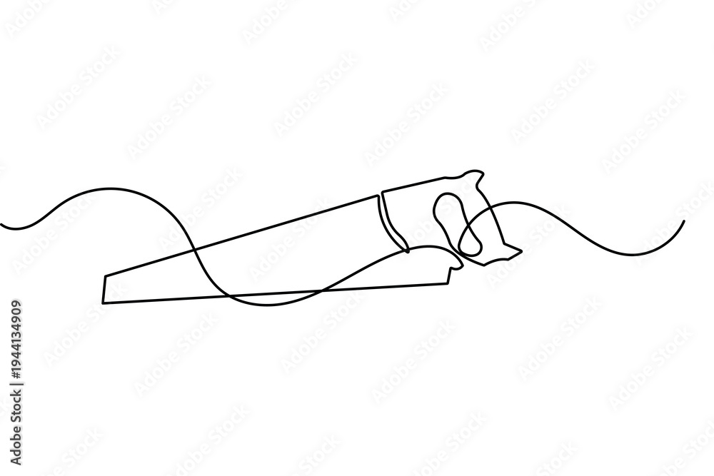 Obraz premium Metal saw continuous one line drawing minimalist style isolated outline vector illustration
