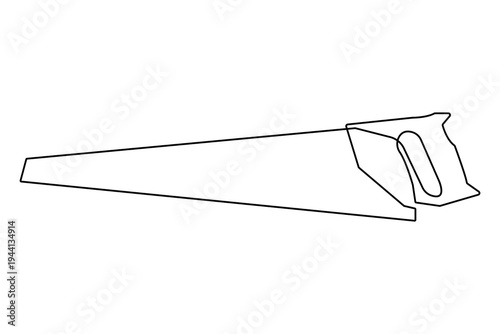 Metal saw continuous one line drawing minimalist style isolated outline vector illustration
