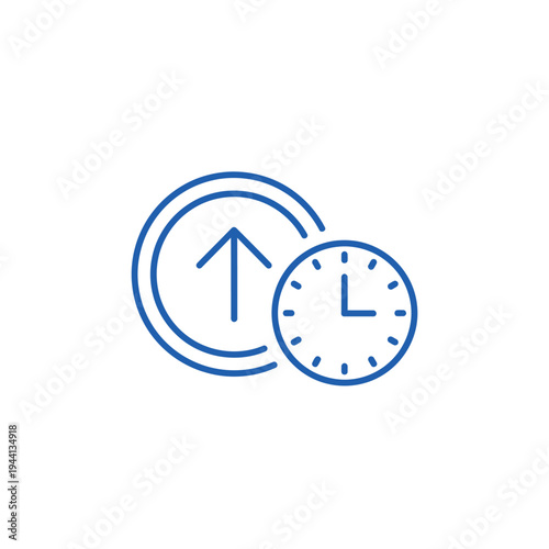 Clock with Upward Arrow Icon Representing Time Management.
