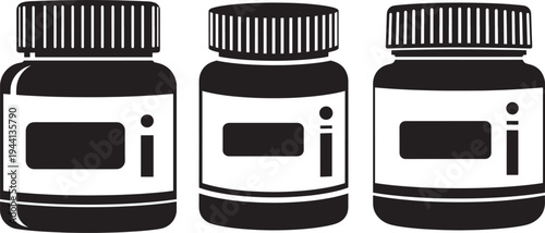 Medicine bottle icon silhouette three containers vector