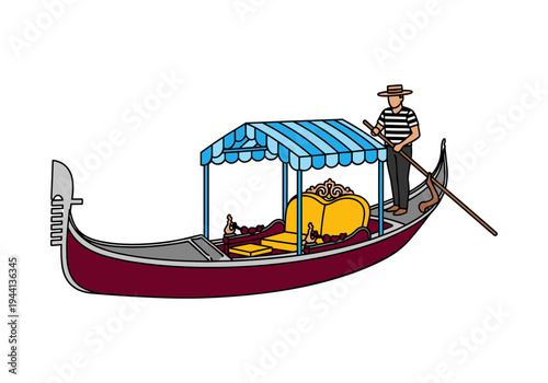 Traditional Venetian gondola with gondolier navigating canals, a classic Italian experience