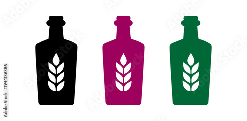 set of bottles with wheat icons