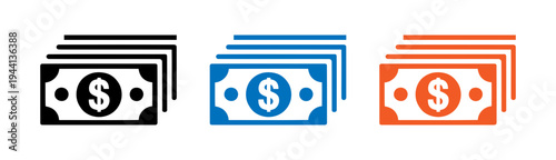 set of stacks of dollar bills