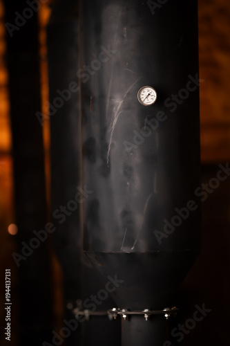 Pellet production in a factory. Heating a house with pellets. Pellet manufacturing process and its storage.