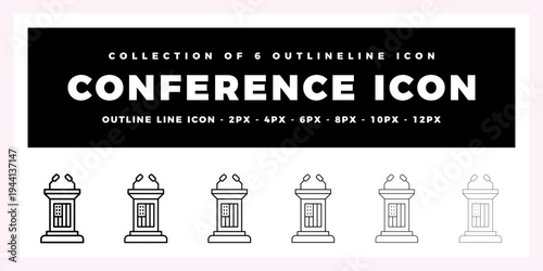 Collection of 6 Outline Conference Icons