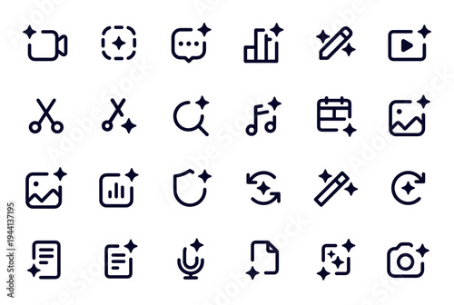 Photo Editing Tools Line Icon Set Image Crop Rotate Filter Camera Vector Symbols