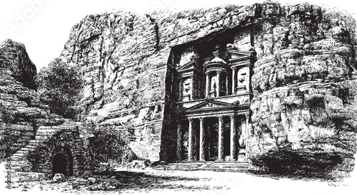 Petra, Jordan illustration on a white background. This vector illustration can be used in any size you like for advertising, logos, and other work.