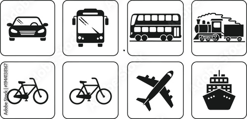 Transportation modes icons