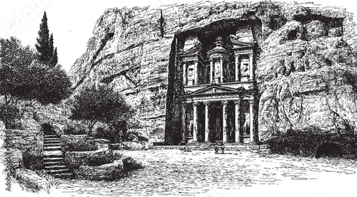 Petra, Jordan illustration on a white background. This vector illustration can be used in any size you like for advertising, logos, and other work.