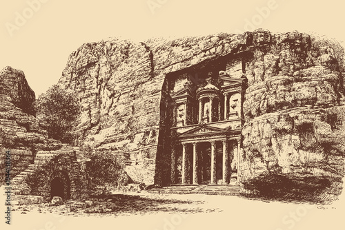 Petra, Jordan illustration in a vintage style. This vector illustration can be used in any size you like for advertising, logos, and other work.