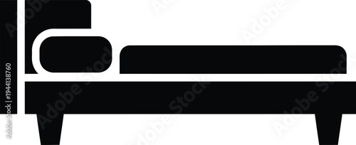 Simple black silhouette of a single bed