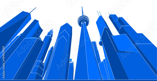 modern city panorama 3d illustration