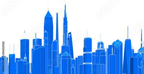 modern city panorama 3d illustration