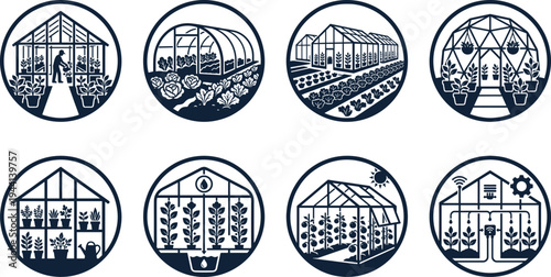 Professional Dairy Farming Icon Set Featuring Cows Grazing Farmers Milking Livestock Feeding and Industrial Dairy Production Process Silhouettes