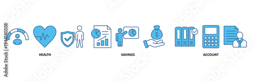 HSA icon set illustration contain health, savings and account.