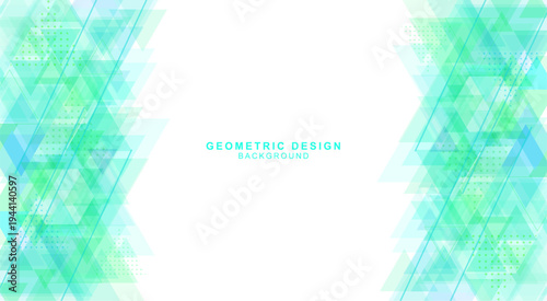 三角形で組み合わせた緑色の幾何学的な背景素材