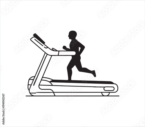 Person running on treadmill exercise machine silhouette design