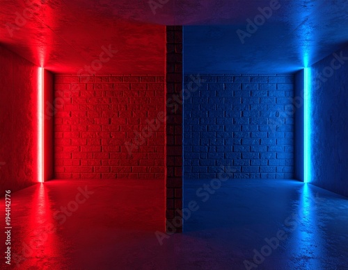 Brandmauer trennt roten und blauen Bereich – symbolische politische Abgrenzung