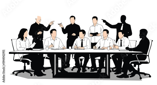 Business professionals gathered around a conference table in a meeting