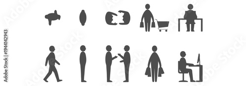 Minimalist People Silhouette Set- Solid Human Figures in Top and Side View for Architectural Rendering, CAD Blocks, and Graphic Design