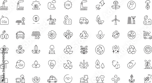 A collection of eco friendly icons and symbols for sustainable living