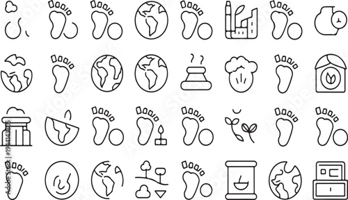 Collection of eco friendly and sustainable icons