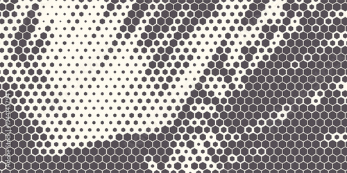 Hexagon Shapes Vector Abstract Geometric Technology Oscillation Wave Isolated on Light Background. Halftone Hex Retro Simple Pattern. Minimal 80s Style Dynamic Tech Wallpaper