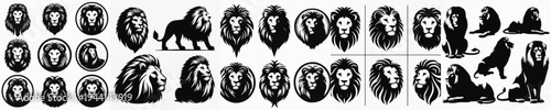 Vector set image silhouette of lion