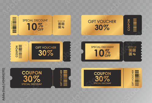Sale coupon mockup set. Sale flat template Tickets. For sale coupon. Minimalist coupon. Isolated background